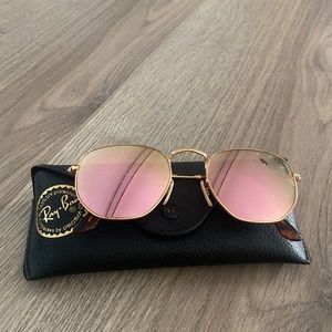 Pink hexagonal shaped Rayban Sunglasses